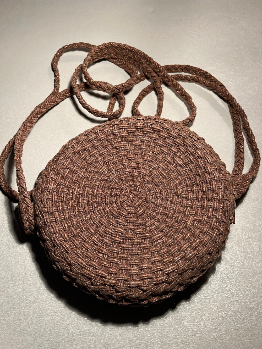 Vecchi by Hamilton Hodge Woven Round Crossbody Bag - Brown